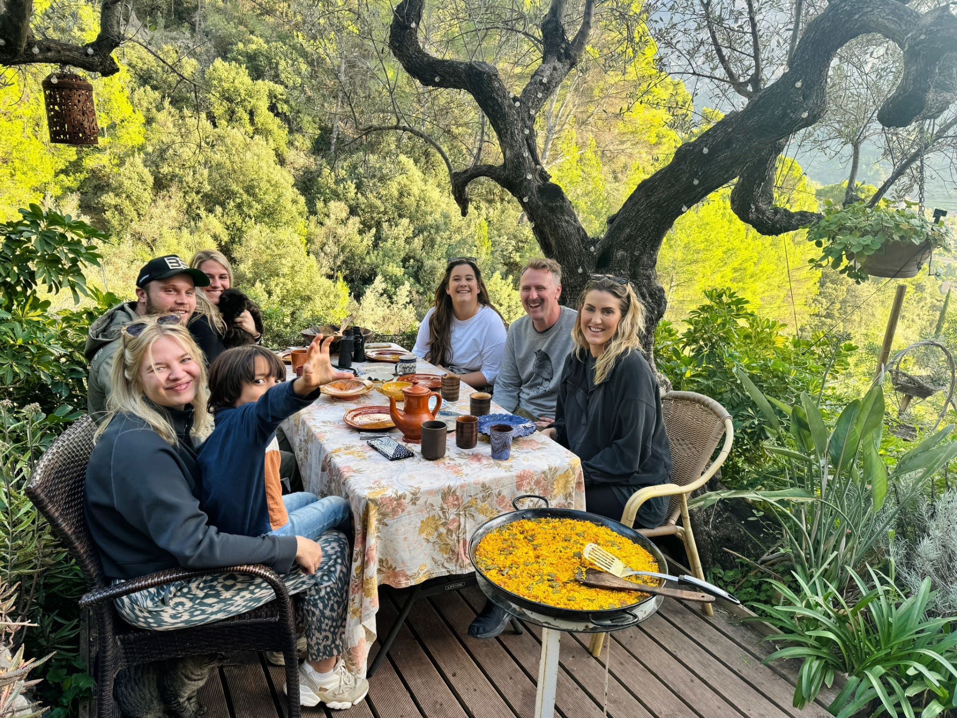 A long table under the olive tree